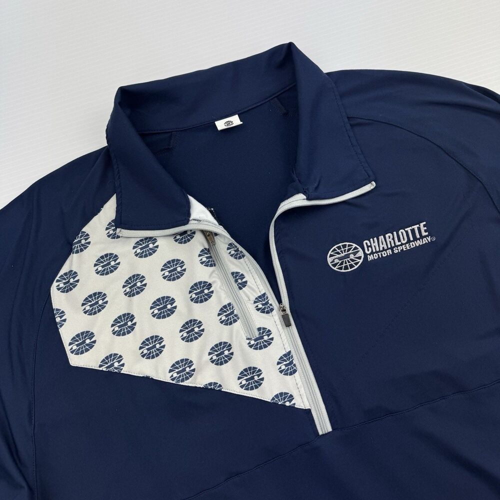 Charlotte Motor Speedway 1/4 Zip Pullover Jacket Navy 2XL Rare Track Racing Gear